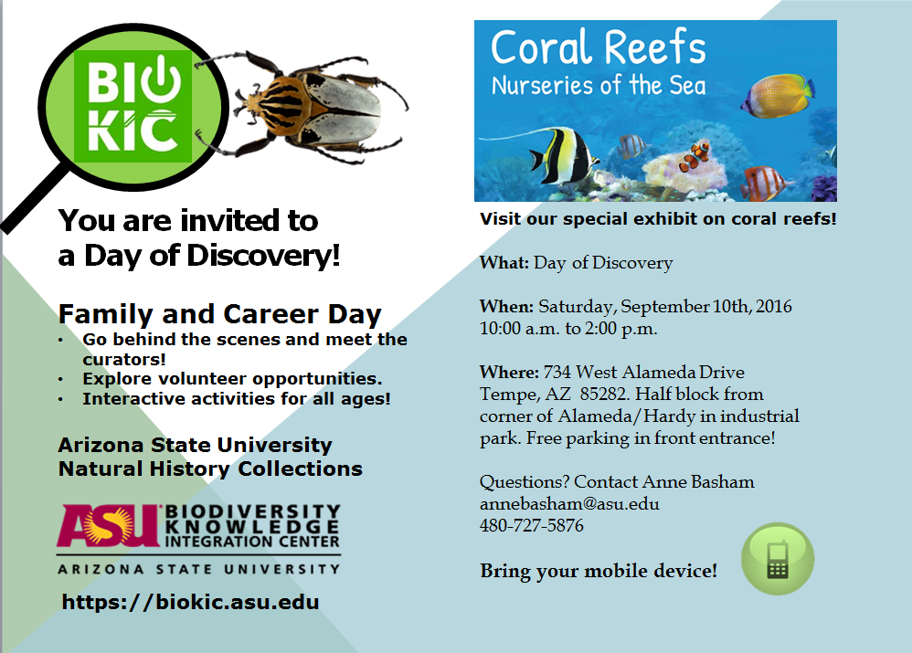 BioKIC event flyer for Coral Reefs: Nurseries of the Sea